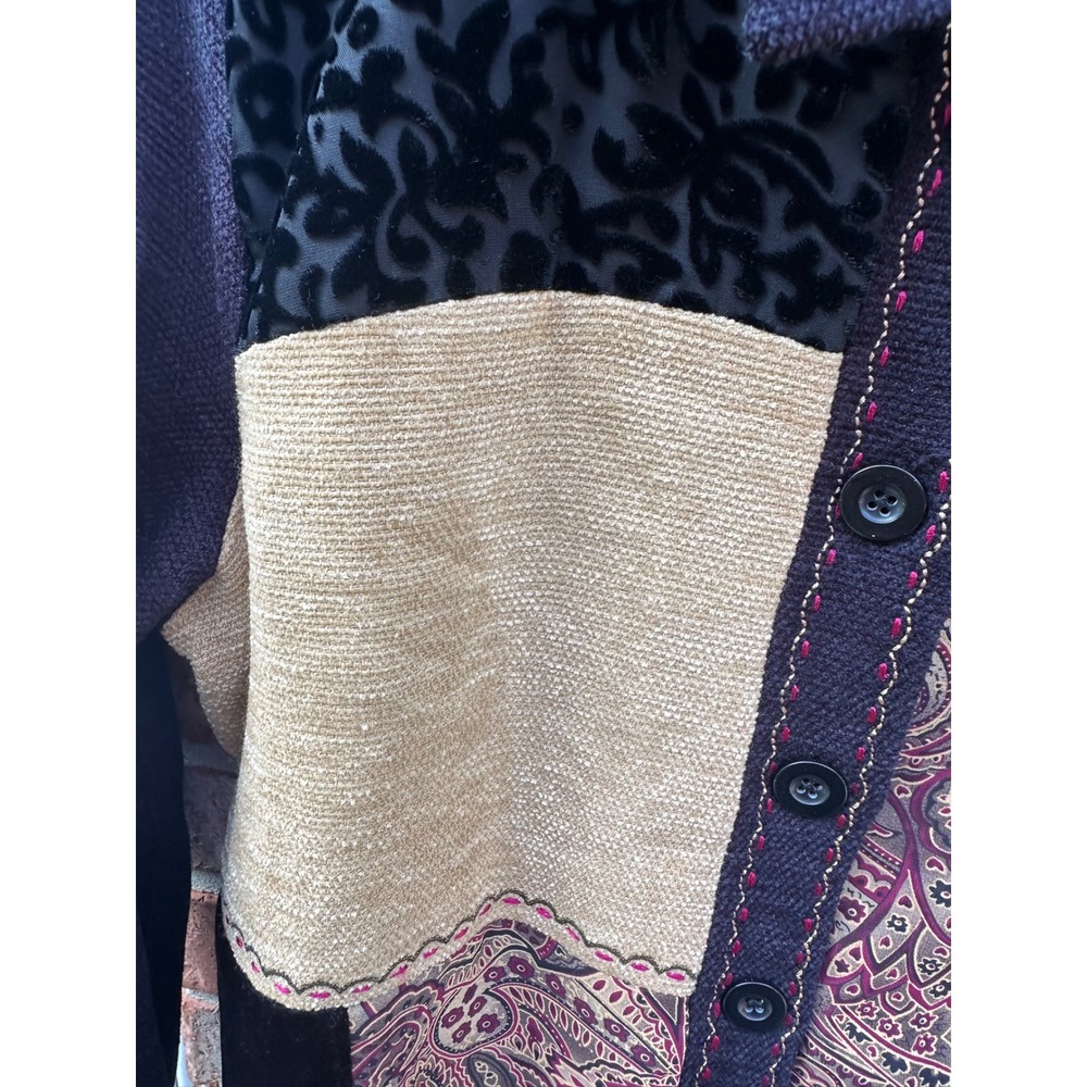 Napa Valley Petite Patchwork Jacket Burnout Velvet Paisley Multi-Texture PM - Picture 4 of 8